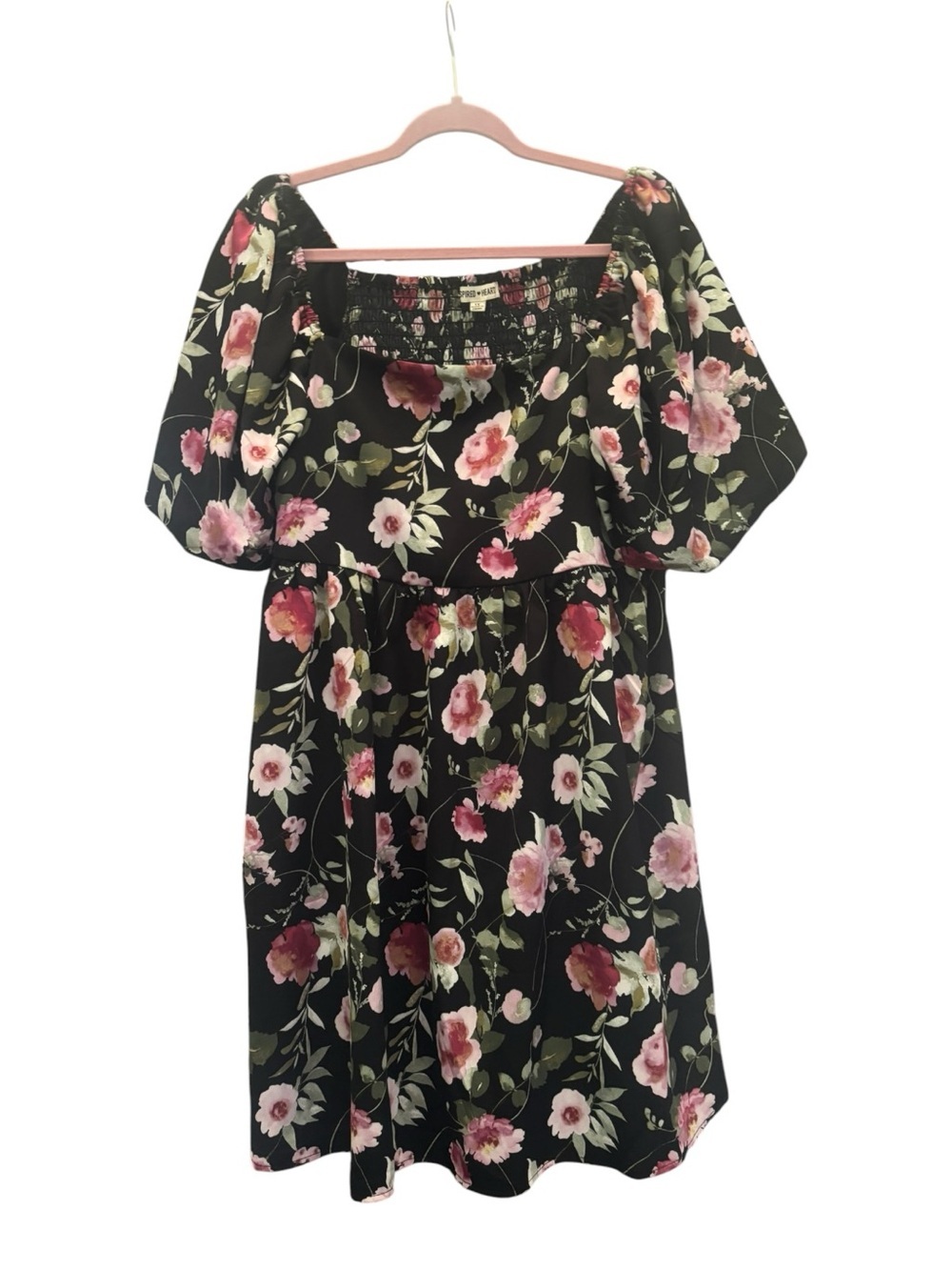 Inspired Hearts Floral Black Dress Size 1X (Extra Large)